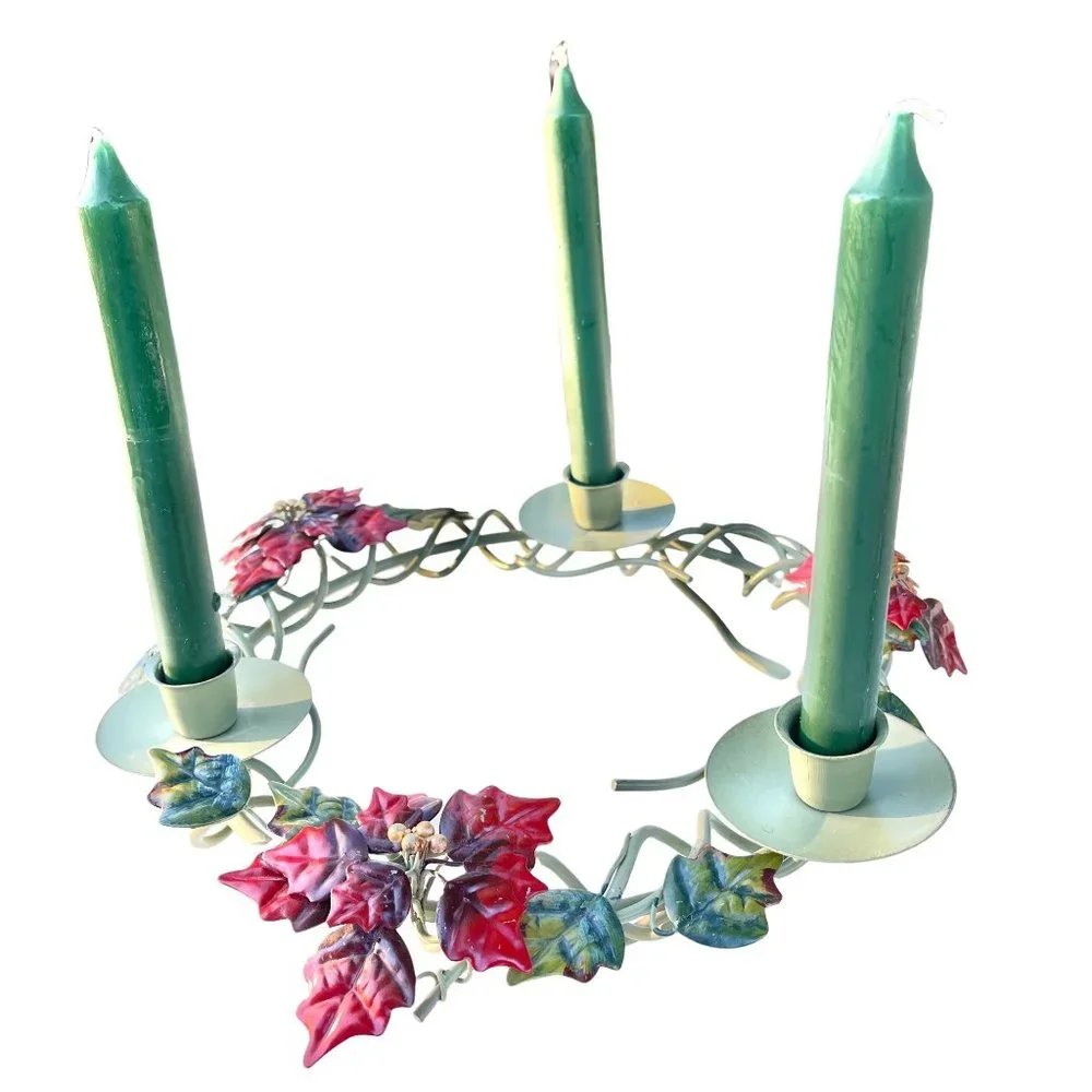 Vintage Metal Candle Holder Holiday Decor‎ 12.5in